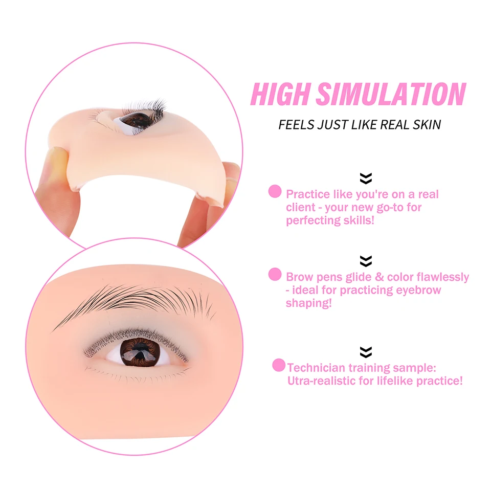 3D 속눈썹 눈 모형 실리콘 마네킹 눈 연습용 메이크업 액세서리 눈썹 문신 속눈썹 연장 접목 훈련 도구
