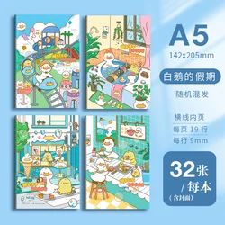 A5 Cartoon Retro Notebook - Cute Student Stationery Sketchbook - A5 (A5 4 PC  set B)