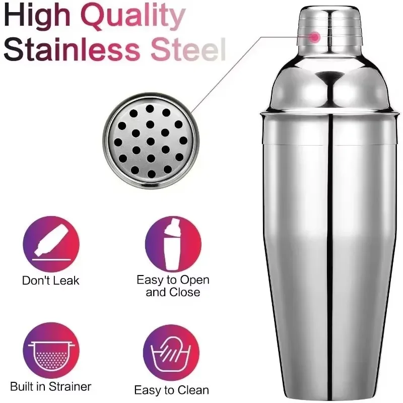 Cocktail Shaker Drink Mixer Stainless Steel Wine Martini Drinking Boston Style Shaker Party Bartender kit Bar Accessories Tools