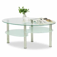 Table Basse Table de Salon Table à Thé Scandinave Forme Variable Style Contemporain Verre Laqué 3 Couches 90 x 45 x 43 cm 4