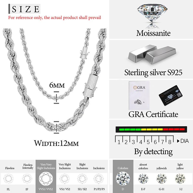 Heavy 925 Sterling Silver Classic Twisted Rope Chain Bracelets For Man Woman Moissanite Hip Hop Punk Wedding Party Fine Jewelry Sb4804f868c2a47729e96a485f02598aa9