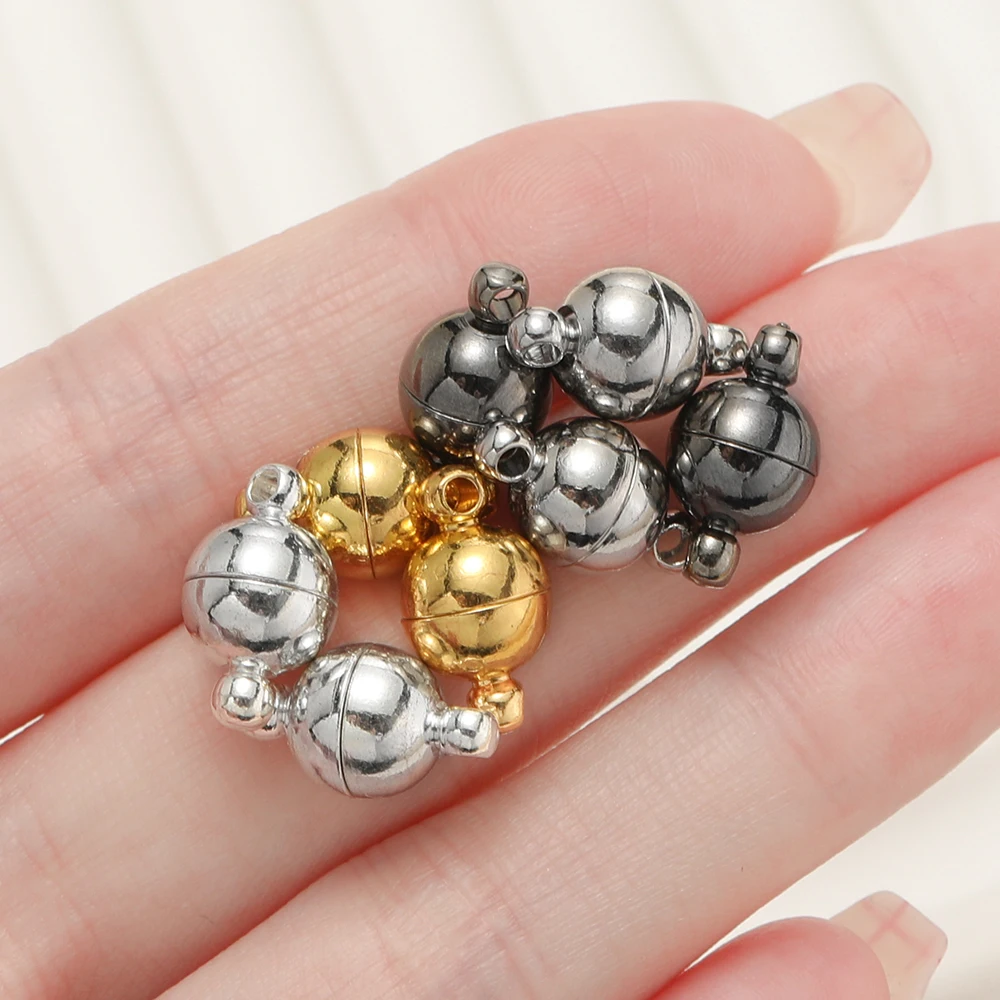 10pair 6/8/10mm round magnetic connectors clasps magnet charms end cap for DIY jewelry making couple bracelet necklace