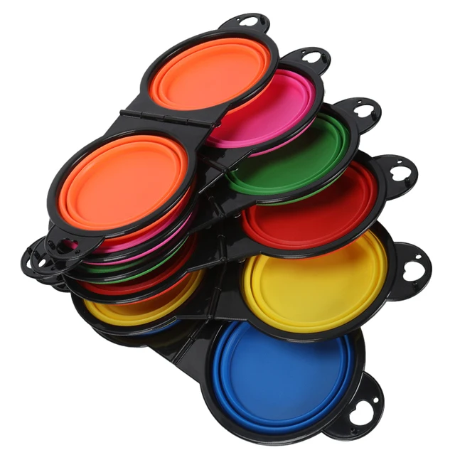 1-piece 2 In 1 Dog Bowl Portable Folding Pet Double Bowl Collapsible Water Bowls for dog outdoor travel cat dog feeding bowl A2 6