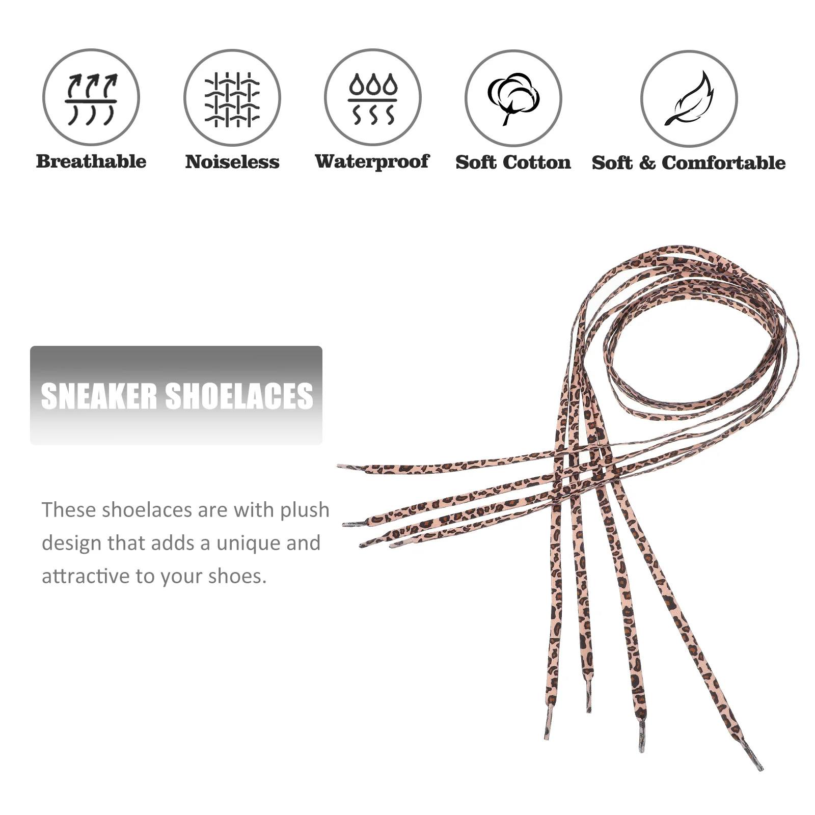 2 Pairs Men Shoeslaces Leopard Dots Men Shoess Accessories Cool Creative Durable Ties Fashionable