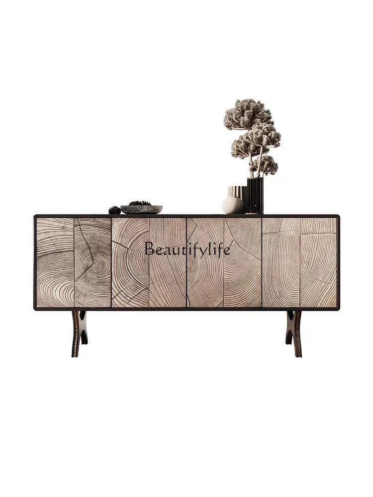 Light Luxury Sideboard Modern Minimalist Mid-Ancient Style Living Room Creative Retro Art Solid Wood Decoration Entrance Cabinet