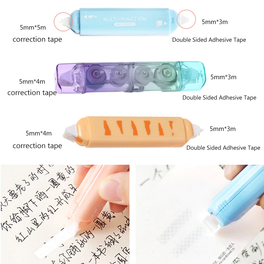 Creative Portable Correction Tape And Point Glue Two In One Learning Stationery Double Sided Adhesive School Office Supplies double sided adhesive tape correction tape dot glue pen