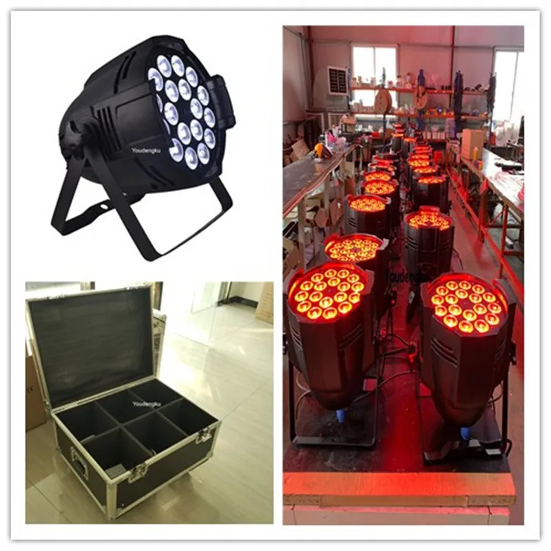 

6pcs with flycase Stage bar wedding Events led par light 18x18w dmx512 rgbwa uv 18*18w 6 in 1 par can party light