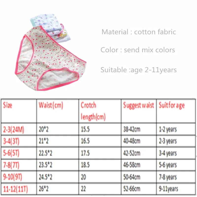 Girls Cotton Panties Briefs 12pcs/Lot Gifts Children Underwear Cartoon Briefs Underpants 1-2Y
