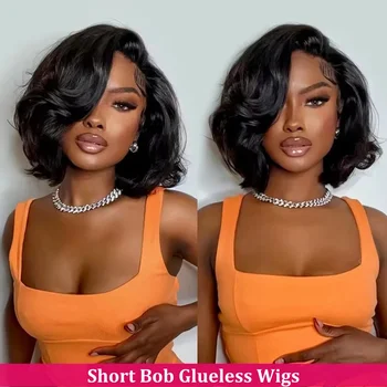 5X5 4X4 Glueless Body Wave Bob Wigs 13X4 13x6 HD Lace Frontal Wig Human Hair Natural Wave Wig Short Bob Wigs of Women 1