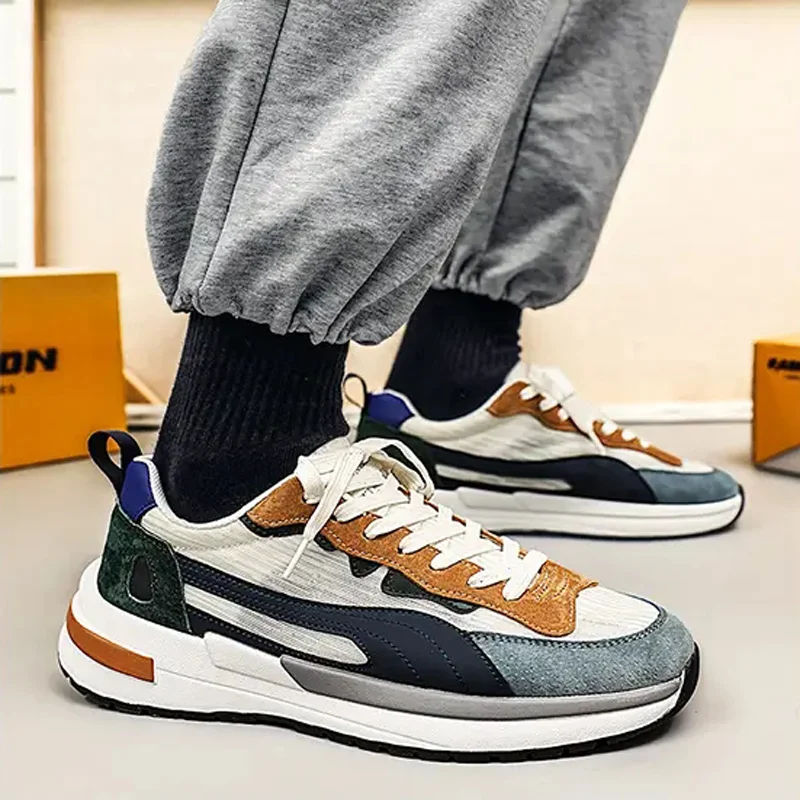 

Уличная Универсальная Спортивная повседневная мужская обувь, летние новые трендовые кроссовки, смешанные цвета, удобные износостойкие кроссовки на шнуровке