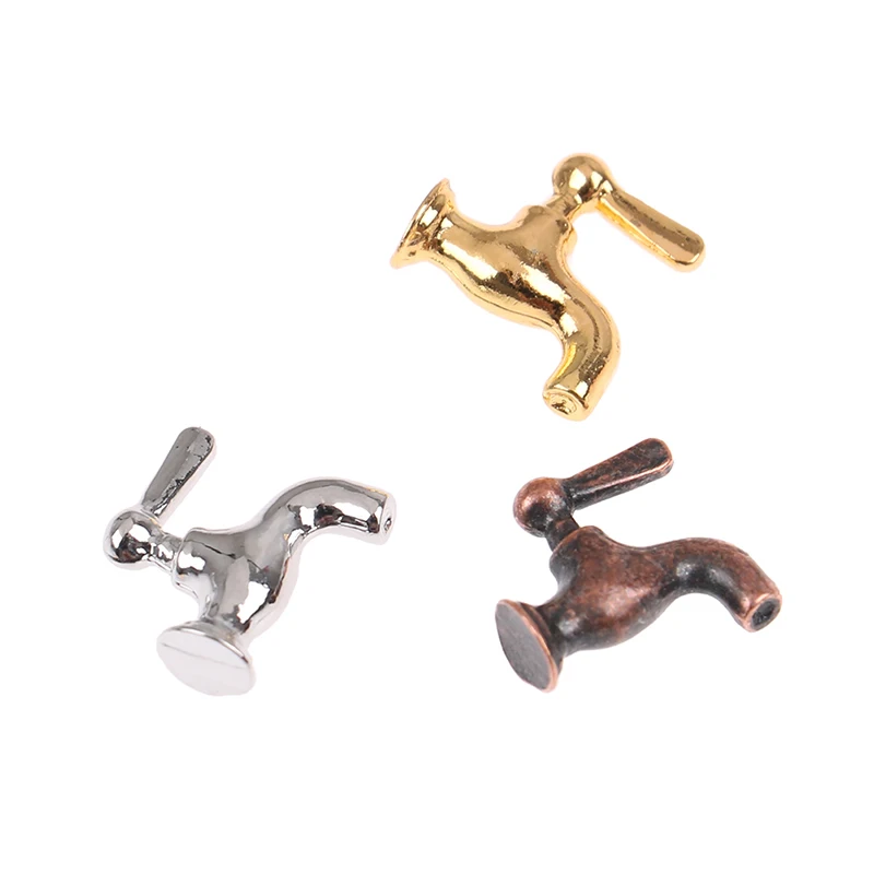 1/2/4/12PCS 1:12 Miniature Metal/Plastics Water Tap Faucet Dollhouse Kitchen Bathroom Accessories Dollhouse Miniature Faucet Toy 2