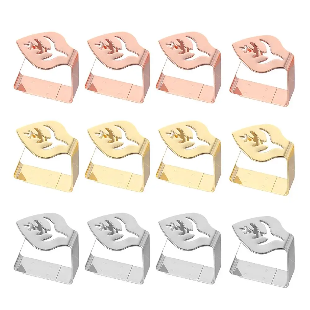 4Pcs Stainless Steel Tablecloth Clips Leaf Shape Picnics Table Cloth Cover Clamps Rose Gold Silver Dining Table Decor