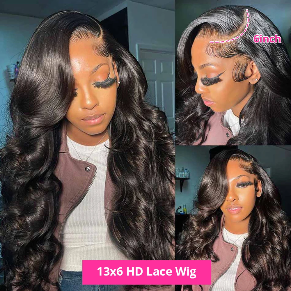 HD 13x6 Transparent Body Wave Lace Frontal Wig 30 34 42Inch 13x4 Lace Frontal Wigs Brazilian Water Wave Lace Wigs 250 Density