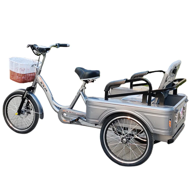 Bicicletta da carico elettrica a tre ruote per adulti 48V 250W con triciclo elettrico per sedile passeggero per batteria al litio rimovibile - immagine 6