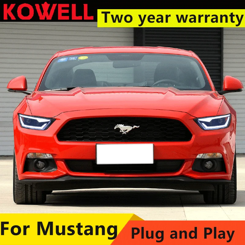 

LED Head lamp For Ford Mustang Headlights LED 2015 2016 2017 Headlight DRL LED Lens Double Beam car Accessories