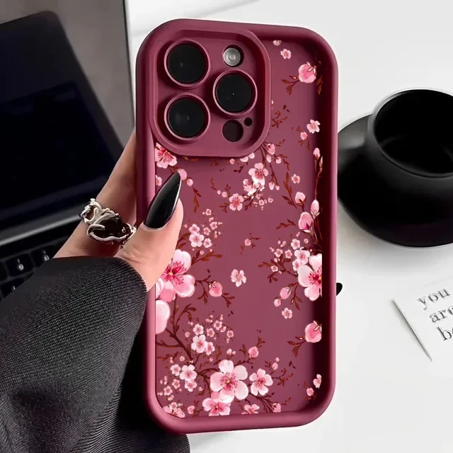 Elegant Pink Magnolia Blossom Silicone Case Cover