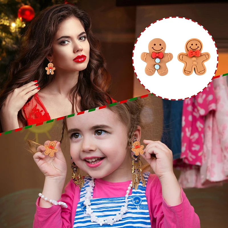 10/20Pcs Christmas Gingerbread Man Resin Flatback Cabochon Figurine Scrapbook Xmas Decoration Ornaments DIY Jewelry Accessories