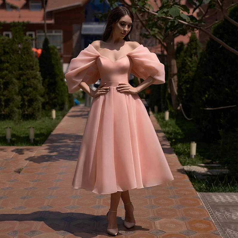 

Eightree Formal Short Evening Dresses 2023 Off The Shoulder Tea Length Prom Dress Women Princess Cocktail Party Gown Custom Size