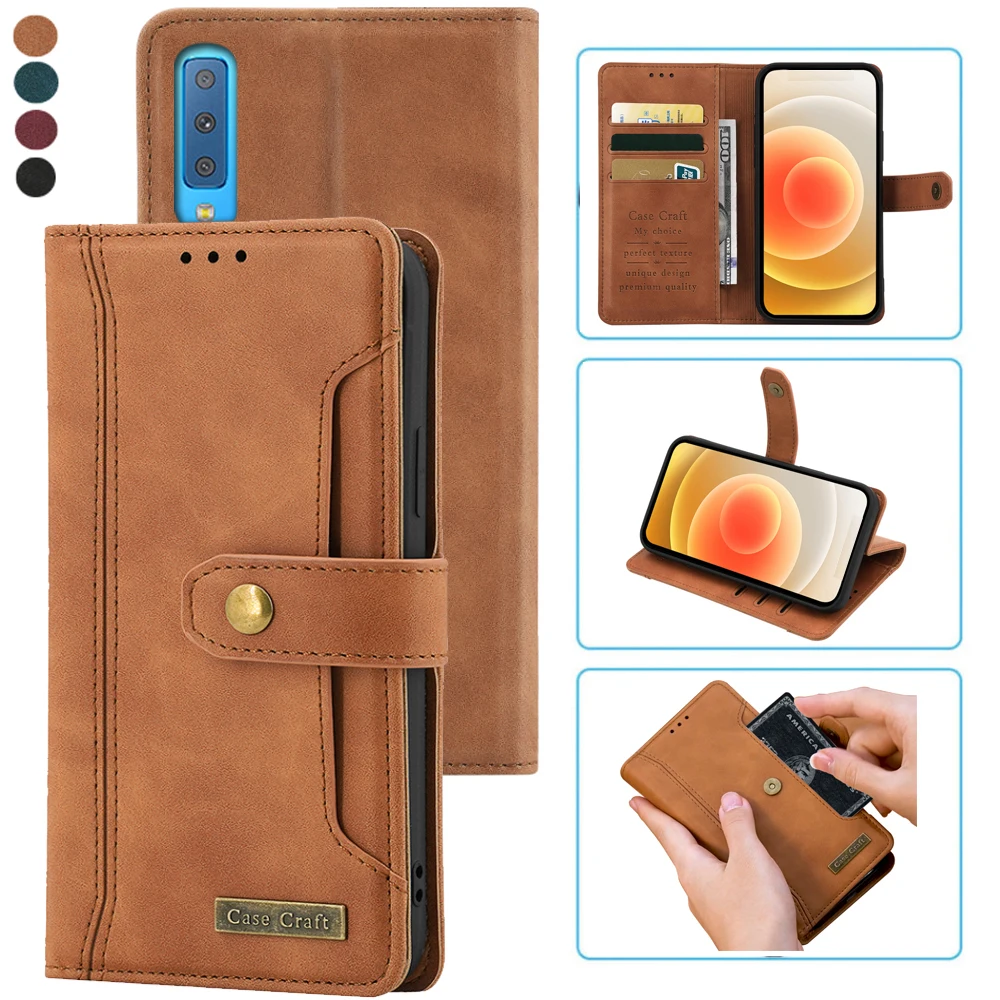 Samsung Galaxy A7 2018 Case Notebook Style Card Case Leather