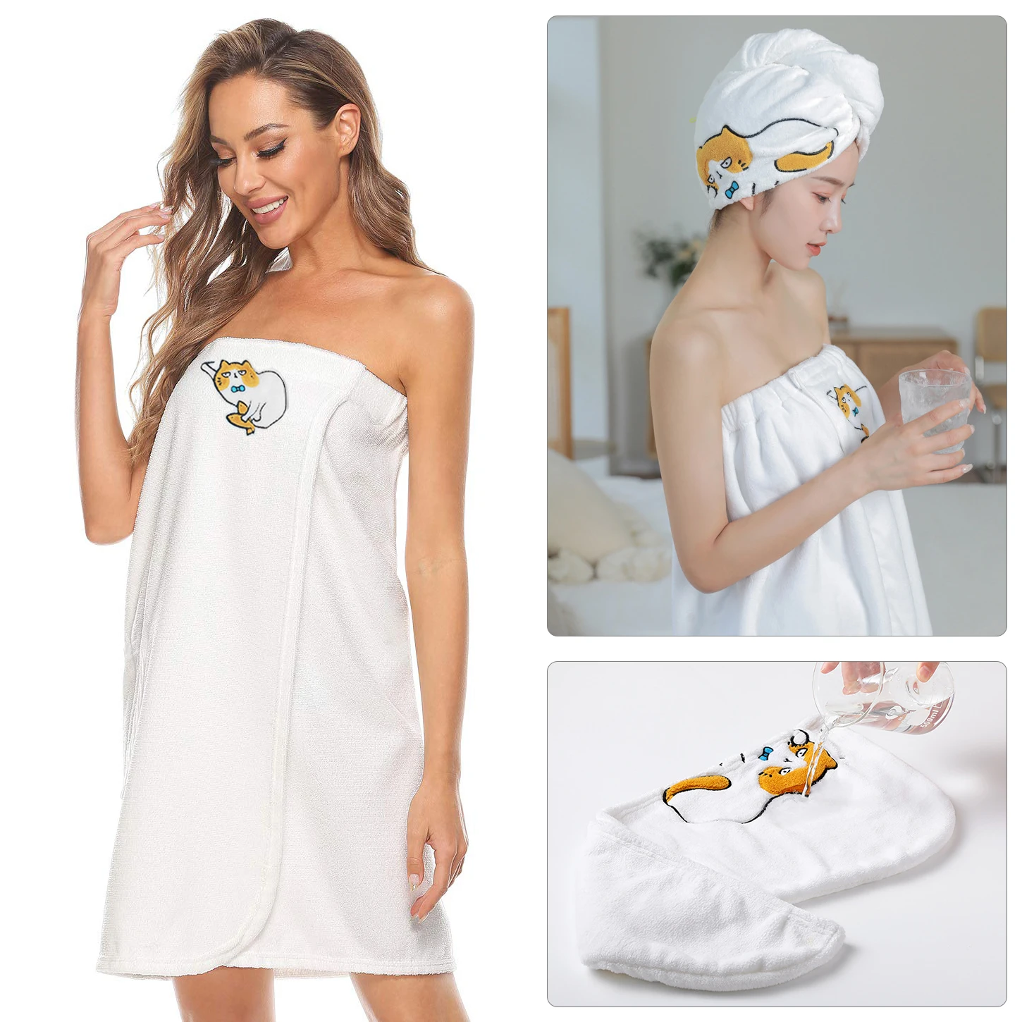 Bath Wrap Towel and Hair Drying Towel Kit,Spa Bath Body Wrap Skirt for Women,Quick Dry Microfibre for Shower