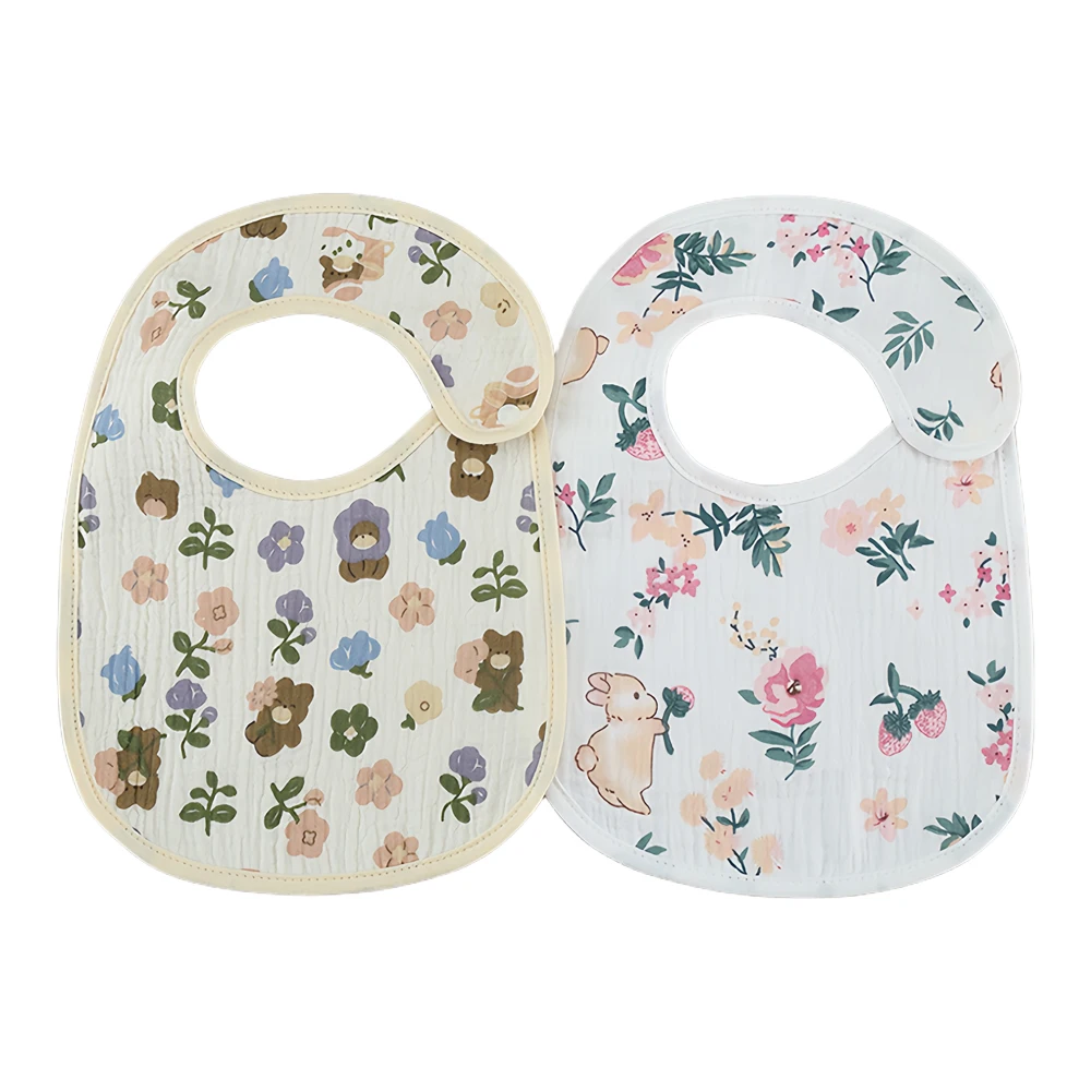 Baby Bibs Waterproof Newborn Burp Cloths Cotton Girls and Boys Work Bibs Cute Print Soft Baby Feeding Accessories