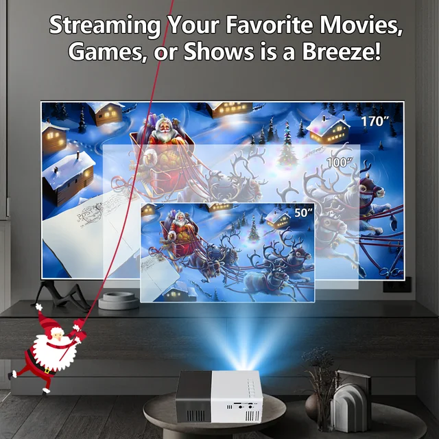 Mini Led Projector Equip 72 Inch Screen and Bracket