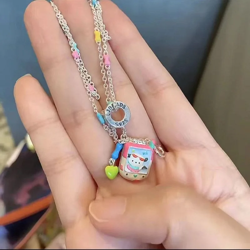 

Pachacco Sanrio Necklace New Anime Telephone Ladies Exquisite Fashion Kawaii Small Flowers Accessories Jewelry Girl Pendant Gift