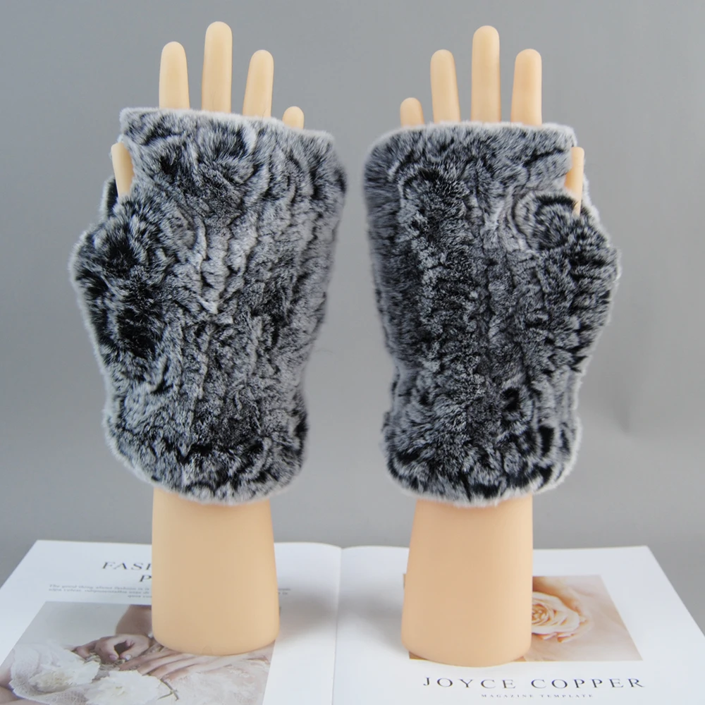 Hot Sale Winter Real Fur Golve Women Outdoor Warm 100% Real Rex Rabbit Fur Gloves Knit Thick Natural Soft Rex Rabbit Mittens