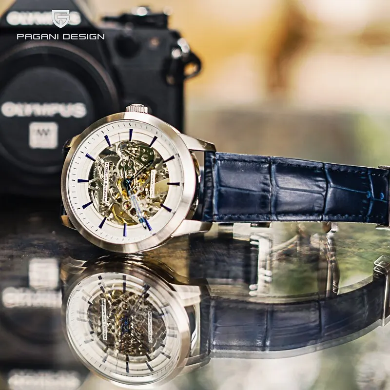Men Mechanical Watch Stainless Steel Waterproof Sports Leather