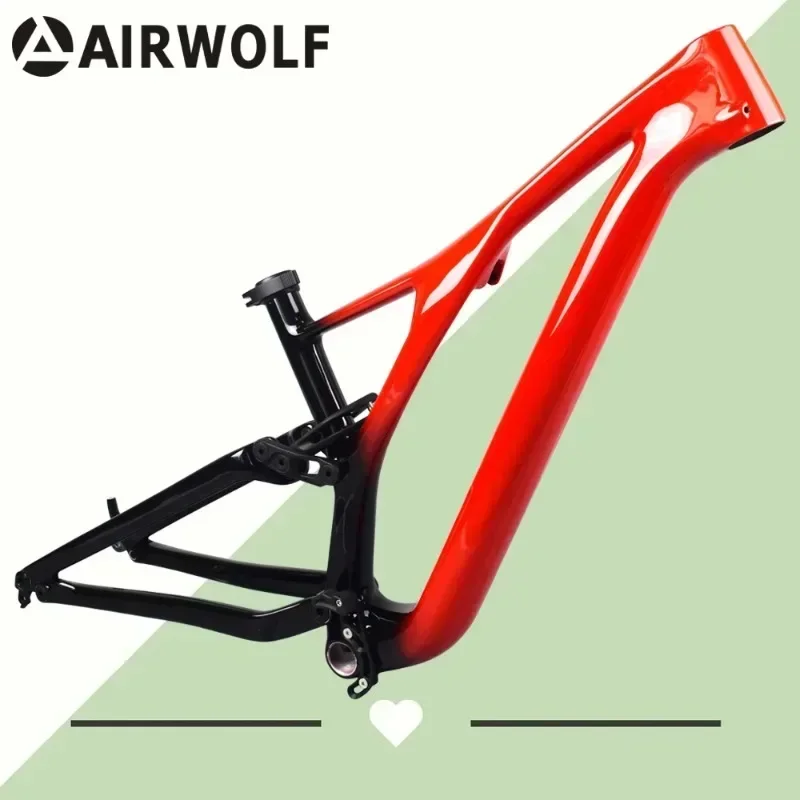 

Airwolf T1000 Full Suspension MTB Frame Boost XC Trail Bicycle Carbon Frame with Thru Axle 148*12MM 3.0 Max Tire Frameset