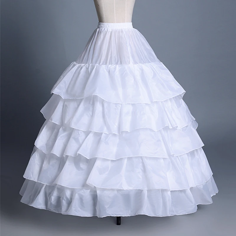 Women's Crinoline Petticoat 4 Hoop Skirt 5 Ruffles Layers Ball Gown Half Slips Underskirt for Wedding Bridal Dress