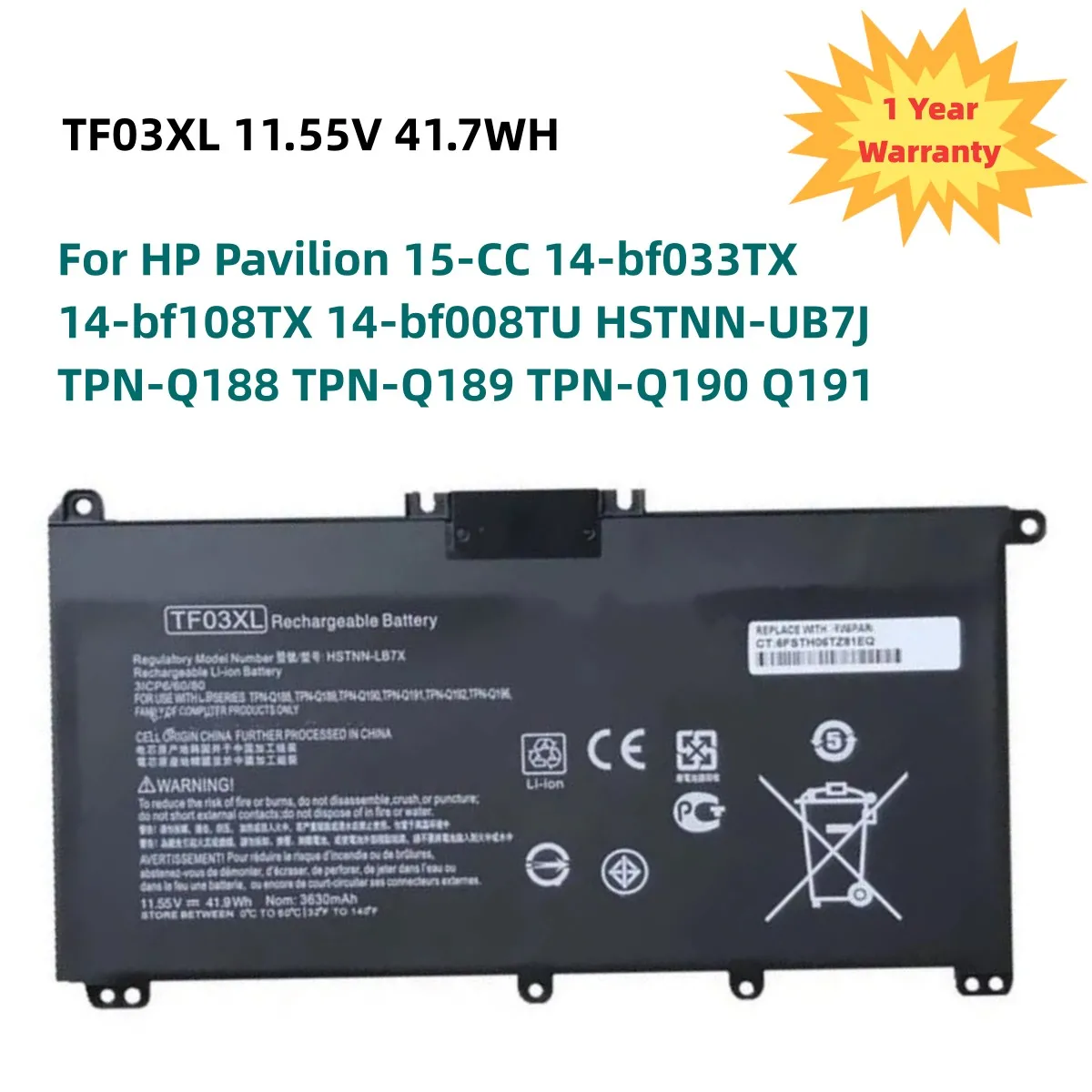 NEW-TF03XL-TF03-Battery-For-HP-Pavilion-15-CC-14-bf033TX-14-bf108TX-14 ...