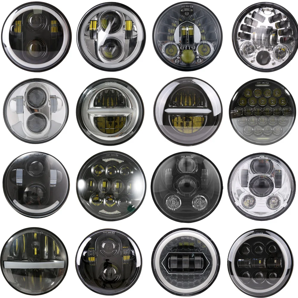 Motorcycle Headlight Universal 5 3/4 Inch 5.75" Led Car Motorcycle Headlight H4 Phare Farol Moto Headlamp Head Light For Harley Indian Scout Honda