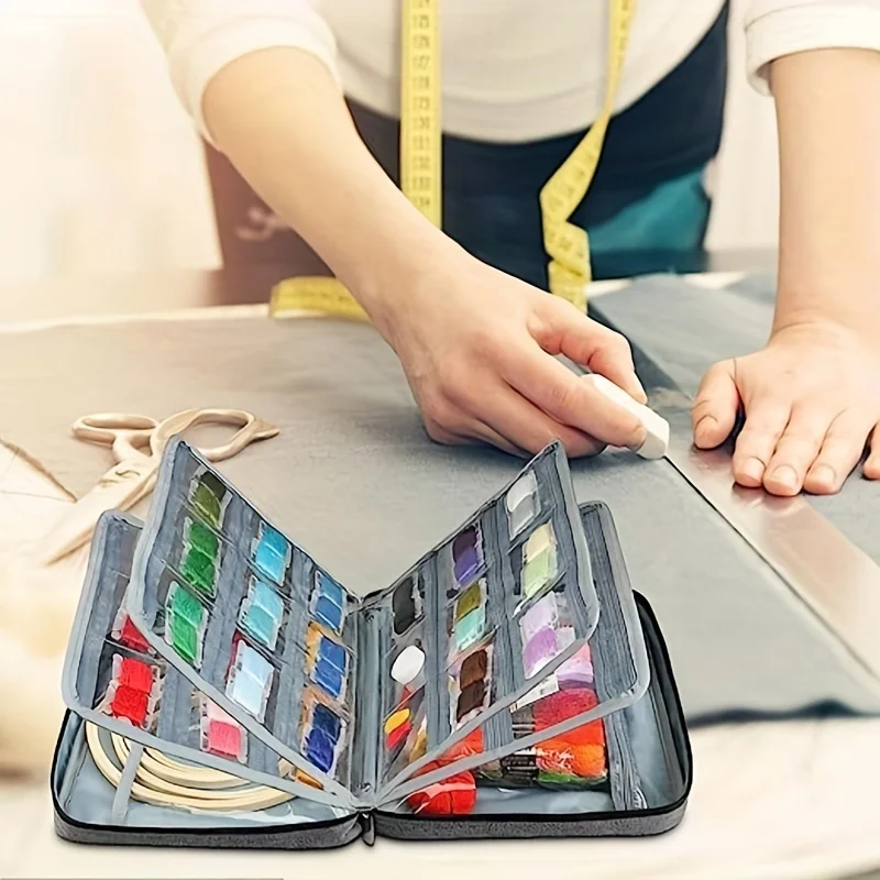 1pc Embroidery Box Embroidery Thread Organizer Organizer With 4 Separate Compartments Transparent Pocket Multipurpose