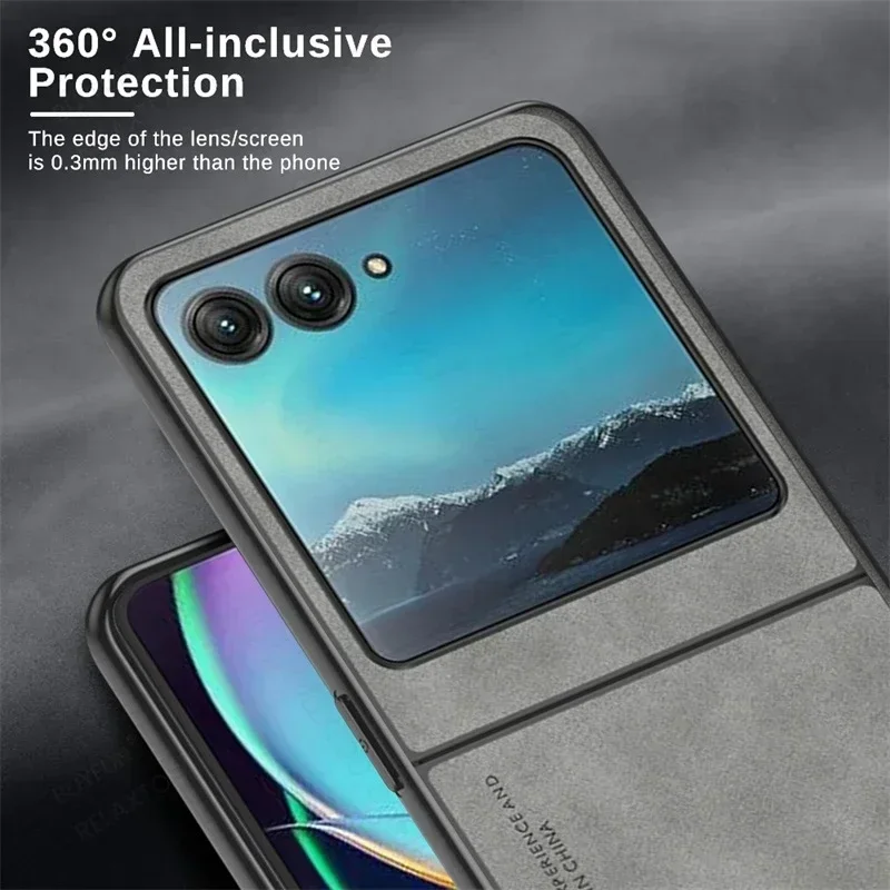 Premium Sheepskin Leather Flip Phone Case with Shockproof Bumper Protection