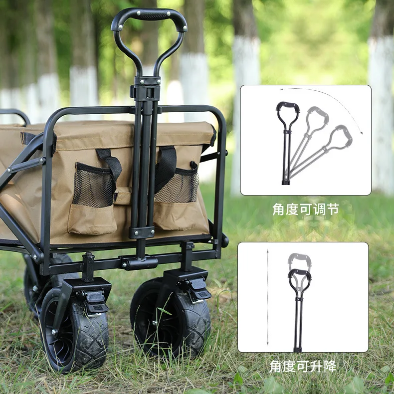 Foldable Trolley Outdoor Camping Cart Pull Rod Small Carts Multifunction Adjustable Handle Picnic Trolley Home Camping Trolleys