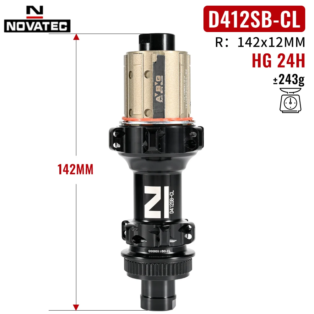 ノバテック　ディスク用ハブ前後セット　28H センターロック F:12×100 R:12×142 スルーアクスル Novatec-ディスクブレーキ付きハブ,センターロック,D411SB-CL
