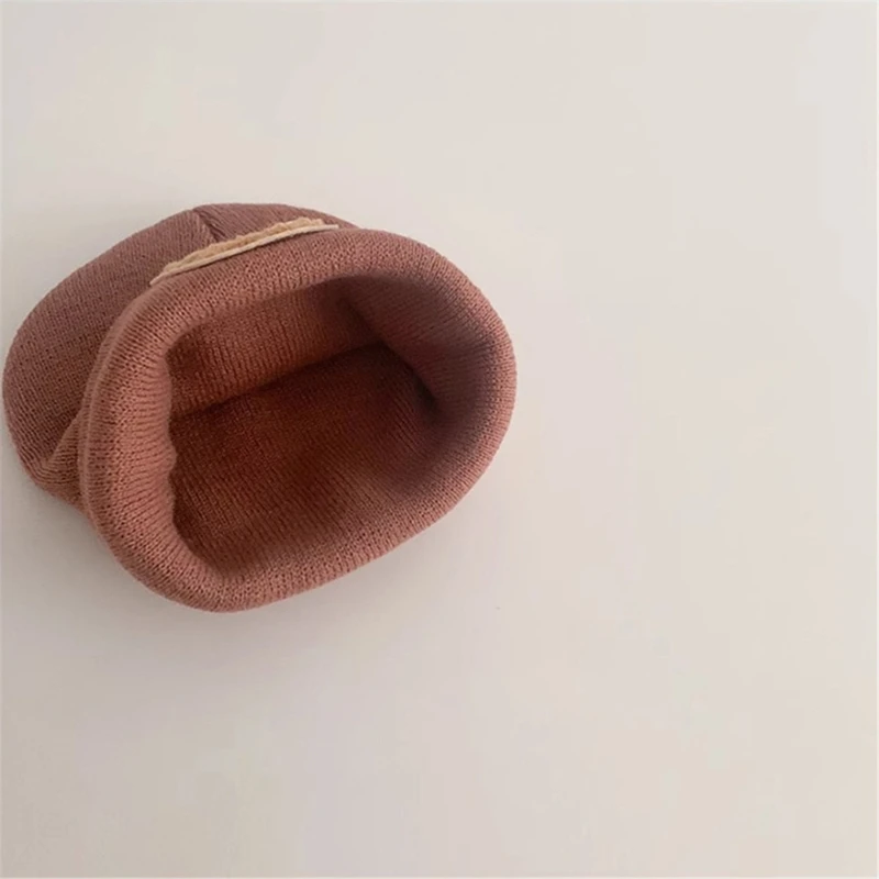 Lovely Bear Designing Toddler Bonnet Soft Knitted Hat Windproof Warm Headwear for Baby Aged 3 Months to 2 Years A2UB