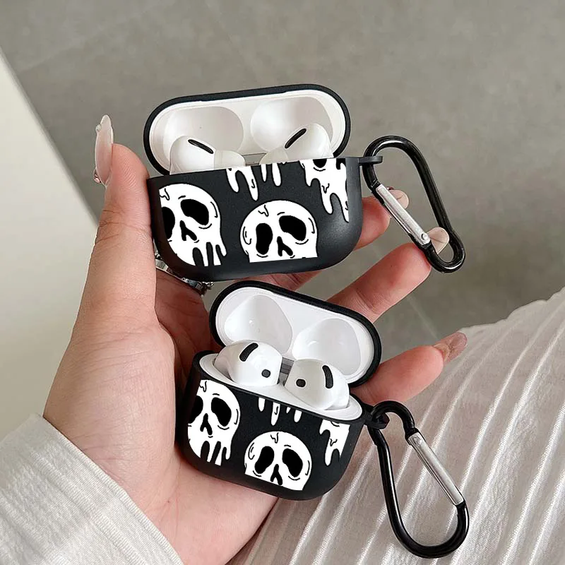 Wireless Headset Protective Case for Airpods with White Skull Pattern