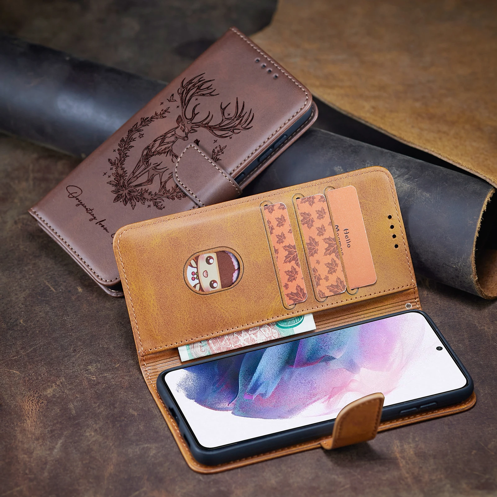 3D Animal Leather Phone Wallet Case Book Cover