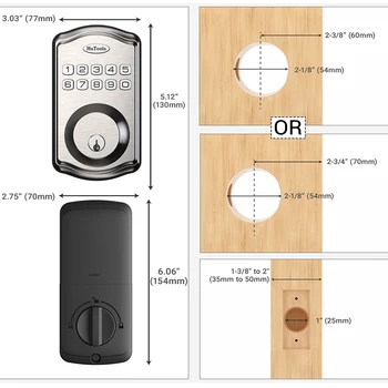 Hutools Keyless Entry Door Lock -Keypad Door Lock-Smart Deadbolt Lock-Anti-Peeking Password-Auto Lock Easy To Install 2