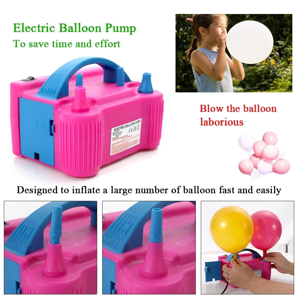 

Portable Blower Inflatable High Pump 2 Balloon Inflator Air Nozzle Electric Fast Power