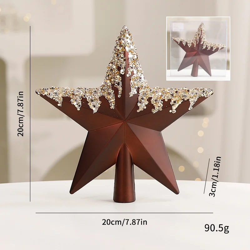 Creative Colorful Christmas Tree Topper Star Glitter Reusable Tree Topper Pentagram Plastic Christmas Tree Ornament Party Favors