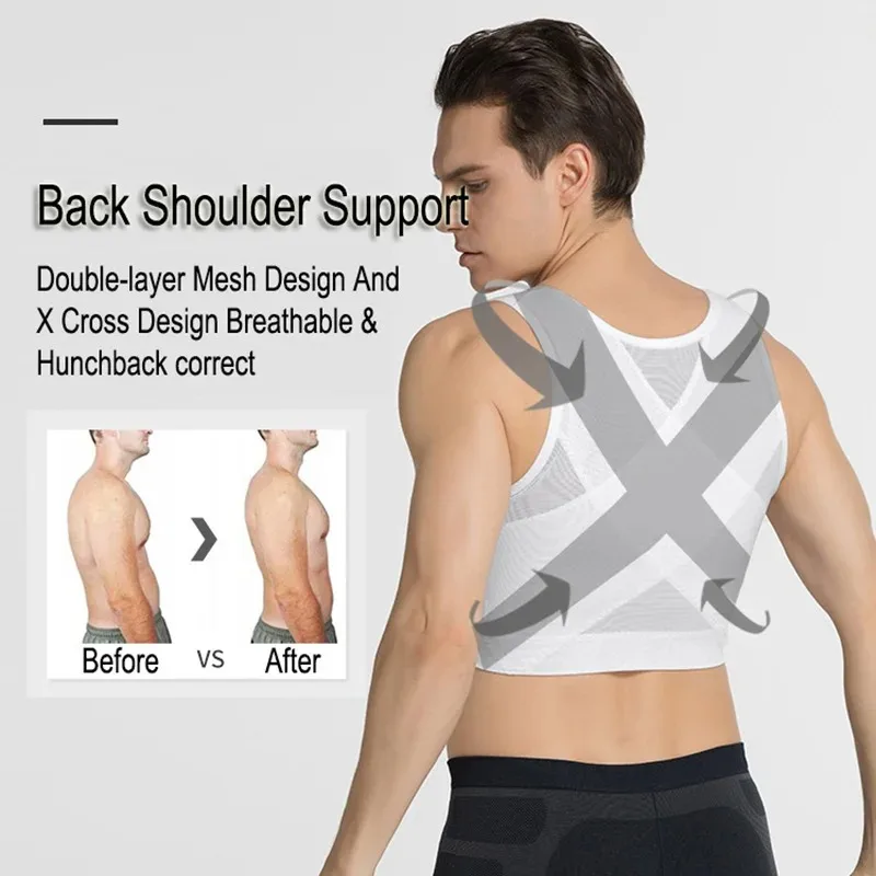 【Top-Rated Product】 Men Chest Binder Gynecomastia Compression Vest Underwear TopBreathable Buckle Reduction Shapewear.