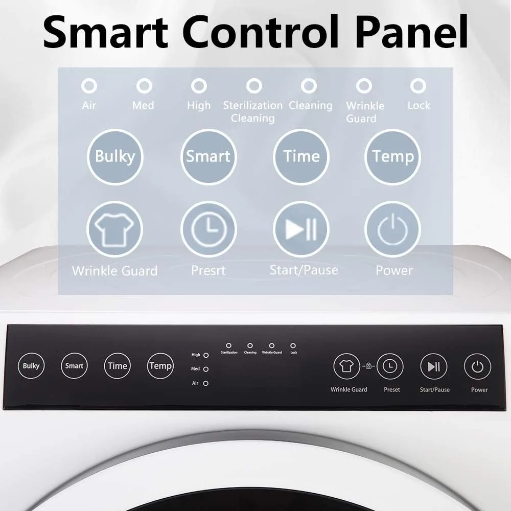3.5 Cu.Ft Portable Clothes Dryer, High End Front Load Tumble Laundry Dryer with LCD Touch Screen 3