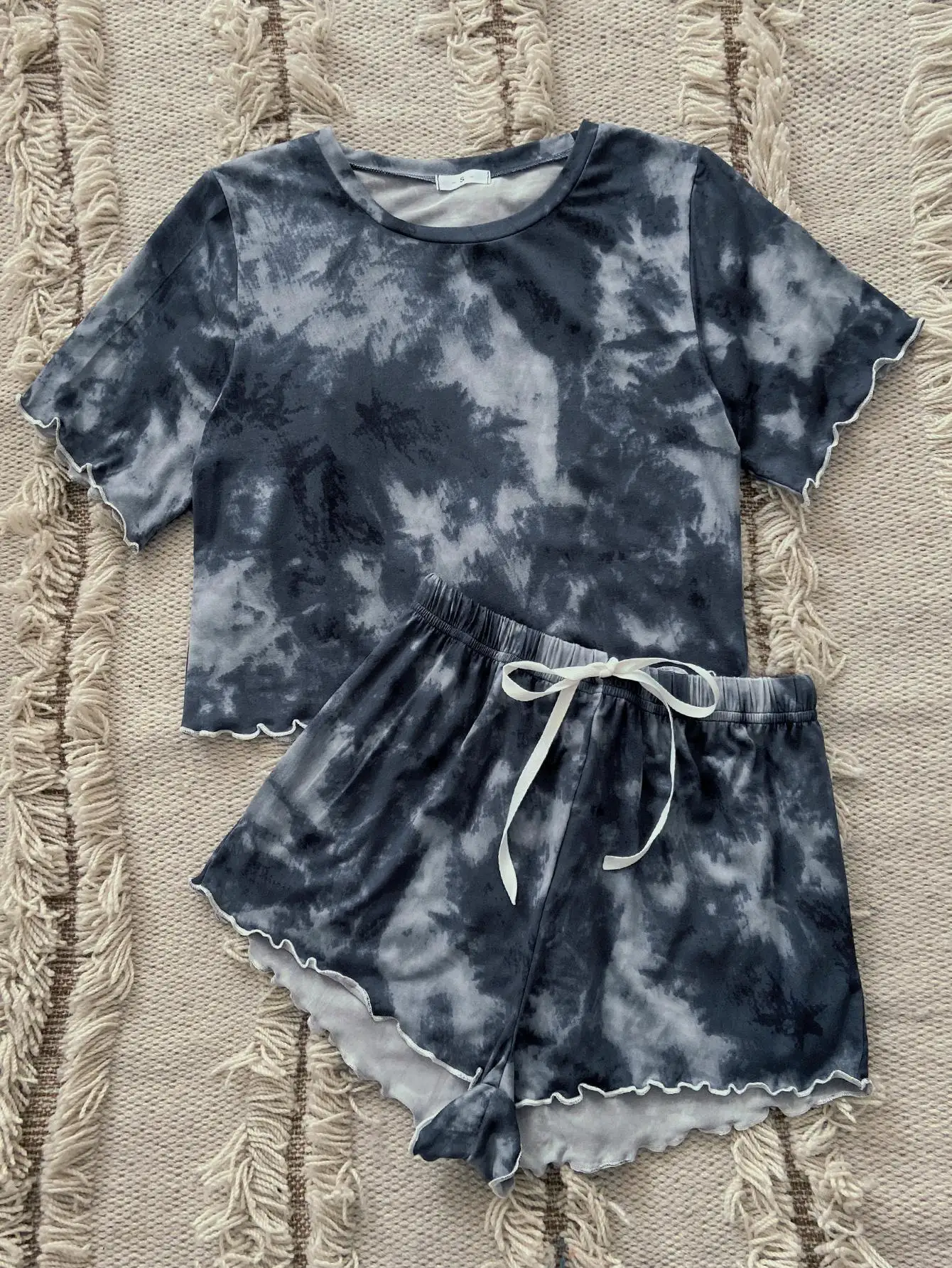 Women's Home Wear Summer Thin Tie Dye Short Sleeved Shorts Two-piece Pajama Women