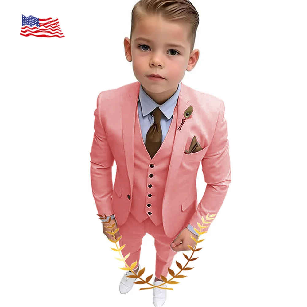 

Coral Red Suit for Boys 2-16 Years Old Jacket Pants Vest Vest Tie 4-piece Set Wedding Tuxedo Formal Party Kids Blazer