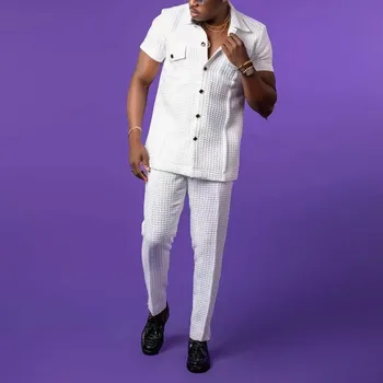 Alternative view of Olamide 2pcs Button Short-sleeved Top and Trousers Suit