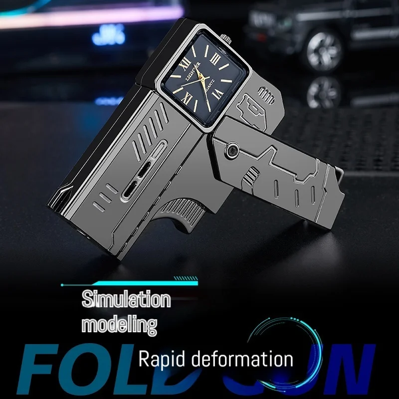 Lighter Folding Watch Spray Gun Lighter Butane Torch Windproof Jet Blue Fire Metal Smoking Accessories Unique Gift Cool butane gas lighter,cigarette lighter