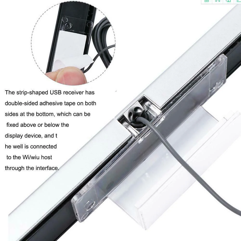 USB Wired Infrared Ray IR Sensor Bar For N S Wii For Wii U PC + Stand
